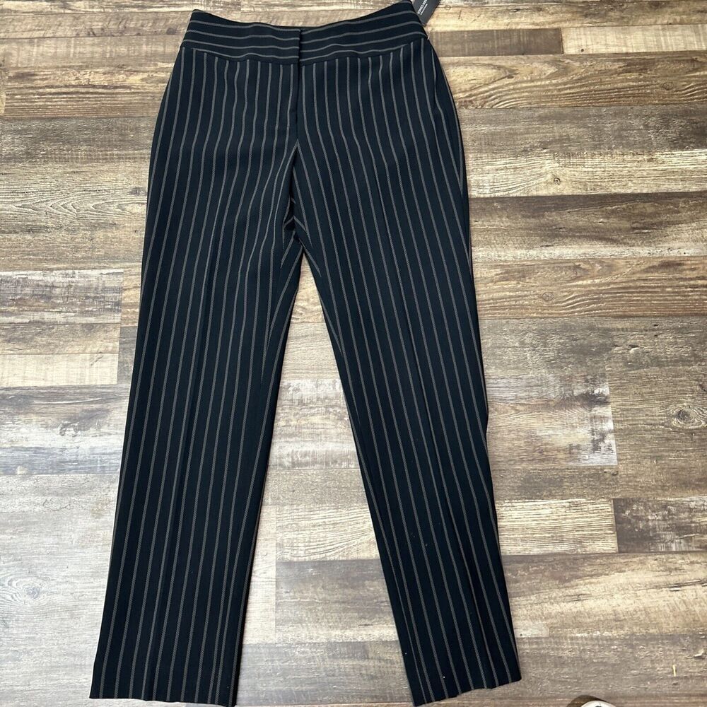 Jones New York Suit  Pants Black Pinstriped Lined Poly Blend Size 6 Stretch